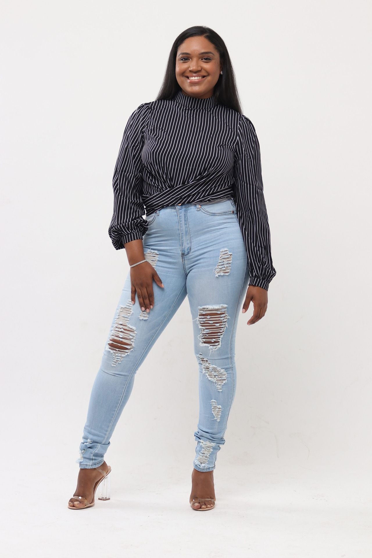 Stripped Candy Backless Shirt