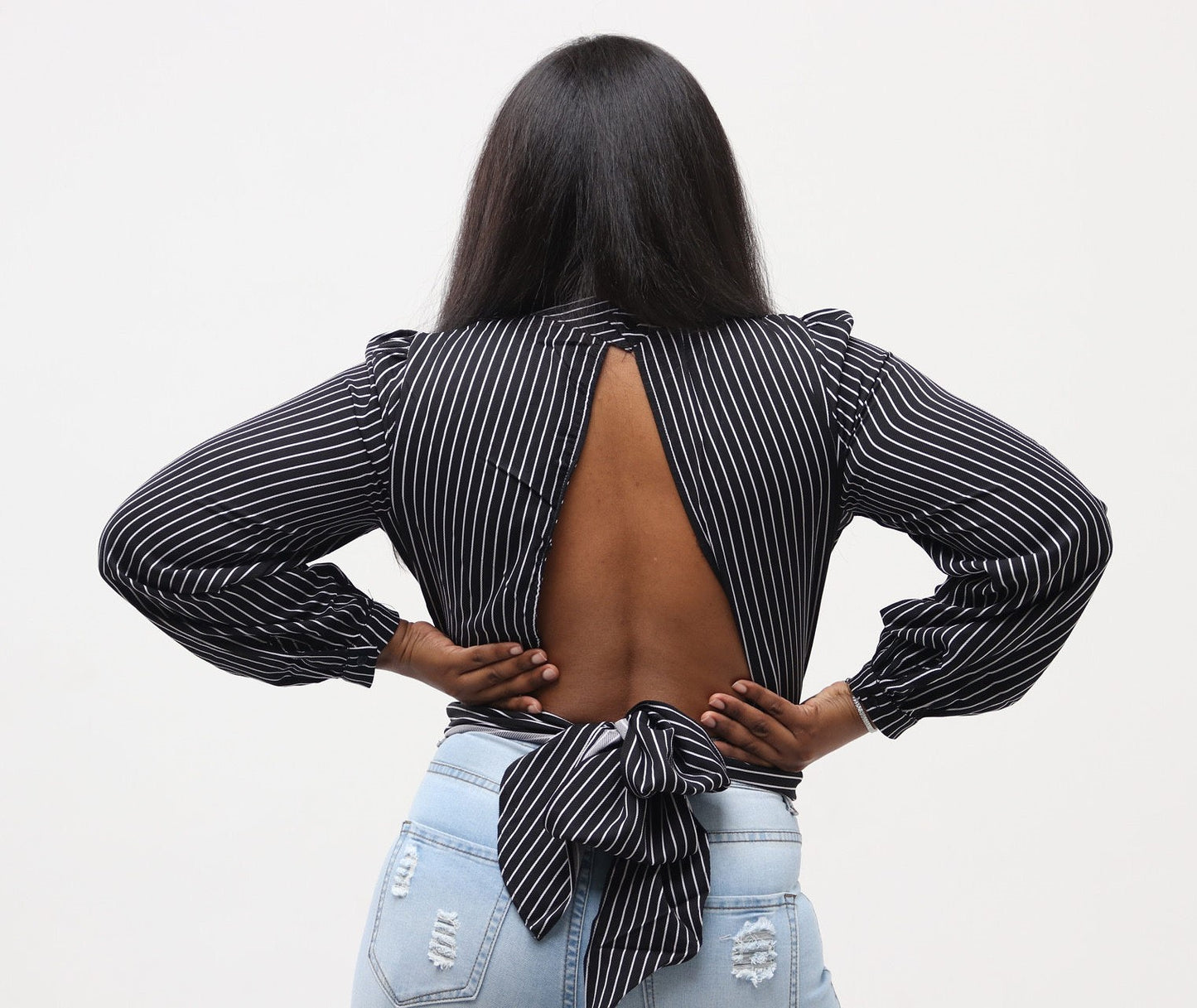 Stripped Candy Backless Shirt